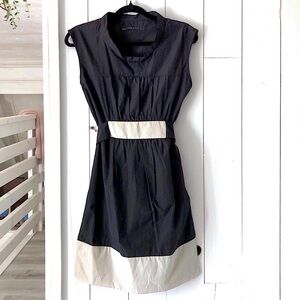 Zara Black Beige Mock Neckline Sleeveless Dress Size Medium